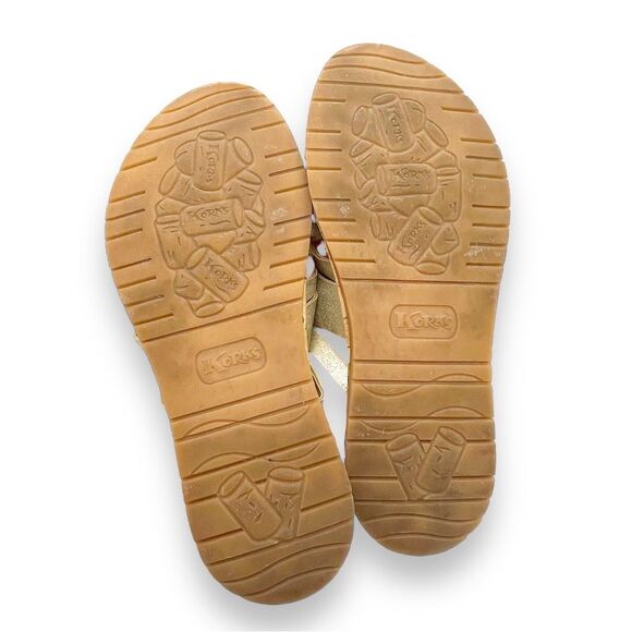 Korks Clemmons Strappy Sandal Faux Leather Comfort Slide in Gold Womens Size 6.5 - Picture 15 of 16